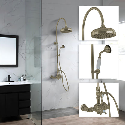 Exposed Thermostatic Shower System Wall Mounted with 1.75GPM Handshower and Lever/Cross Handles
