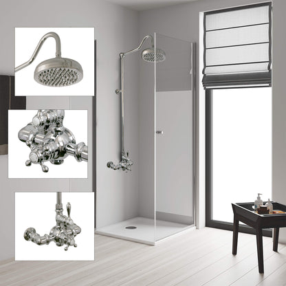 Exposed Thermostatic Shower System Wall Mounted with 1.75 GPM and Lever/Cross Handles