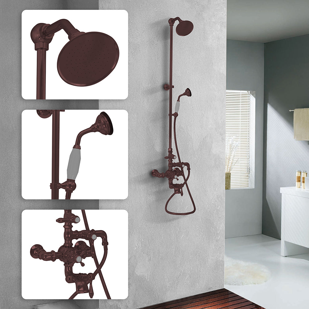 Exposed Thermostatic Shower System 64 1/2" Wall Mounted with 1.75 GPM Handshower and Lever/Cross Handles