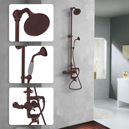 Exposed Thermostatic Shower System 64 1/2" Wall Mounted with 1.75 GPM Handshower and Lever/Cross Handles