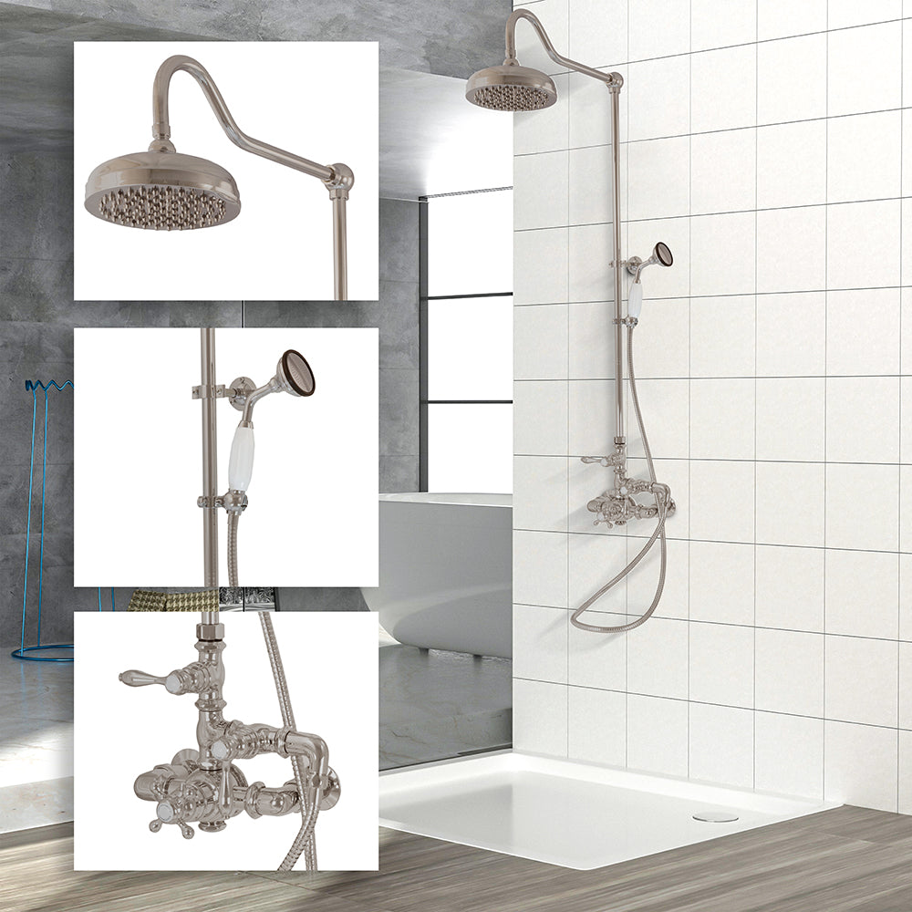 Exposed Thermostatic Shower System Wall Mounted with 1.75 GPM Handshower and Lever Handles