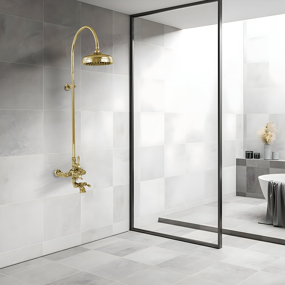 Exposed Thermostatic Shower System Wall Mounted with 1.75 GPM Lever/Cross Handles