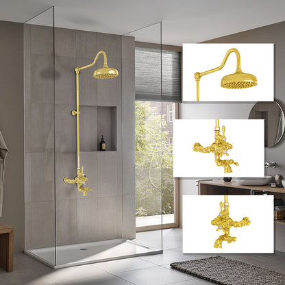Exposed Thermostatic Shower System Wall Mounted with 1.75 GPM Spout Lever/Cross Handles