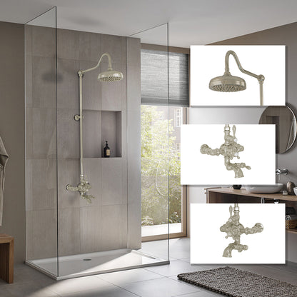 Exposed Thermostatic Shower System Wall Mounted with 1.75 GPM Spout Lever/Cross Handles