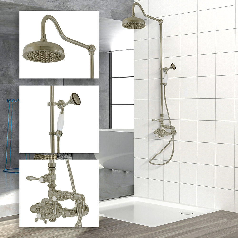 Exposed Thermostatic Shower System Wall Mounted with 1.75 GPM Handshower and Lever Handles