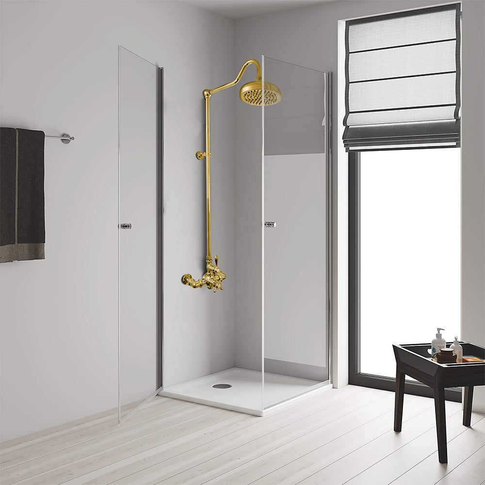 Exposed Thermostatic Shower System Wall Mounted with 1.75 GPM and Lever/Cross Handles