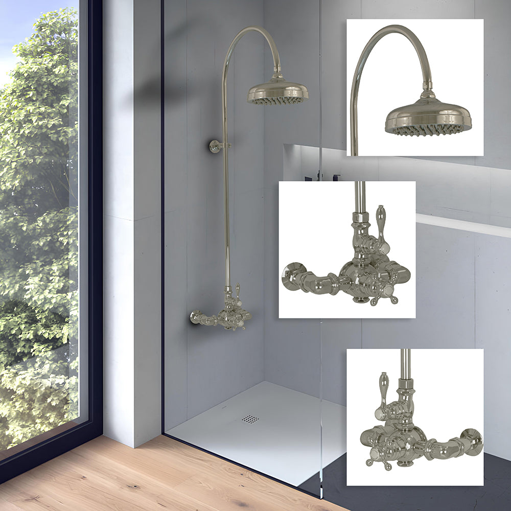 P1087 Exposed Thermostatic Shower System Wall Mounted with 1.75 GPM Lever/Cross Handles