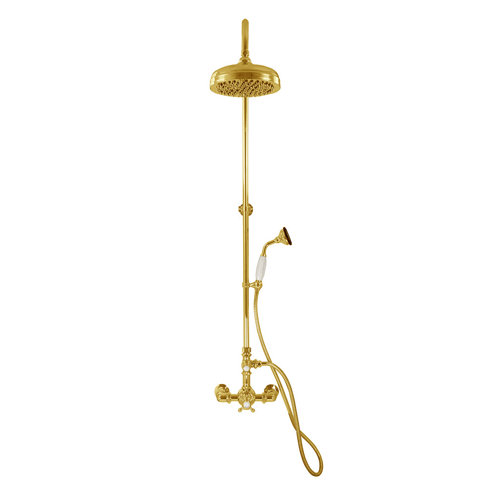 Strom Living Exposed Thermostatic Shower System Wall Mounted with 1.75 GPM Handshower and Lever/Cross Handles