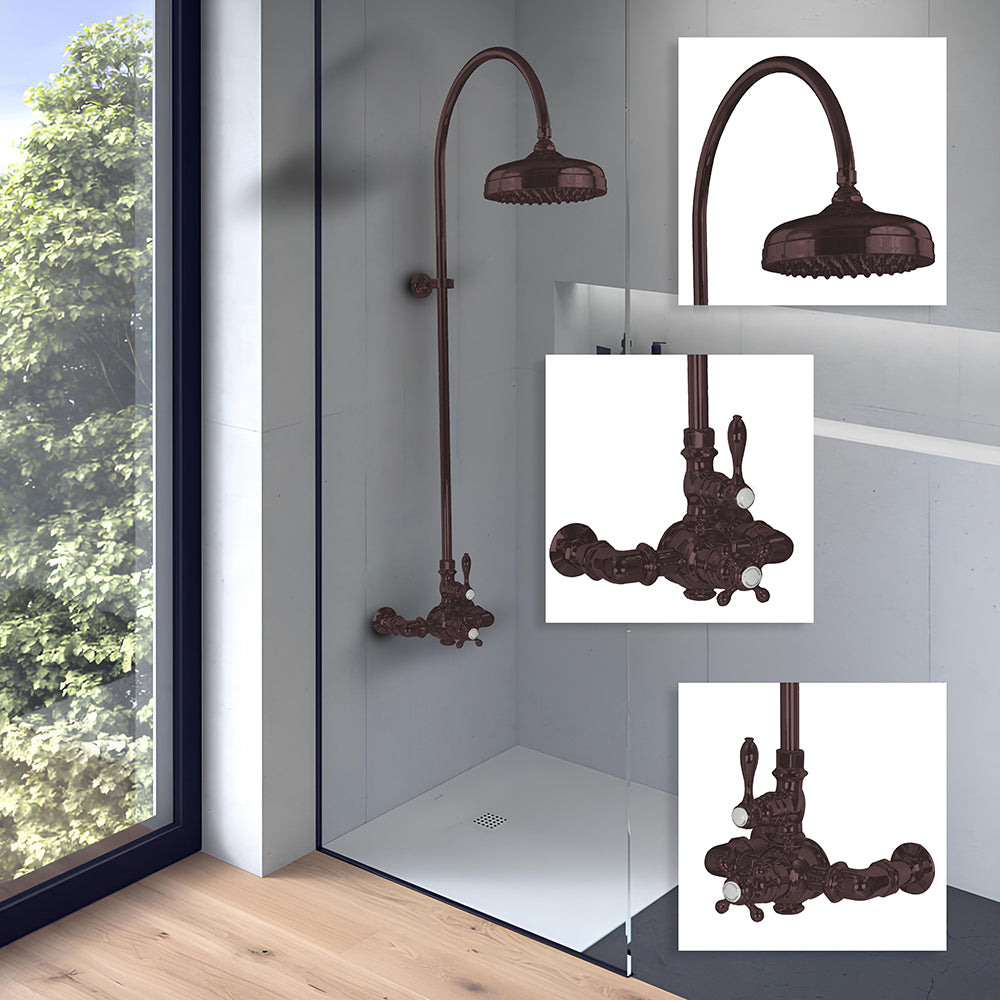 P1087 Exposed Thermostatic Shower System Wall Mounted with 1.75 GPM Lever/Cross Handles