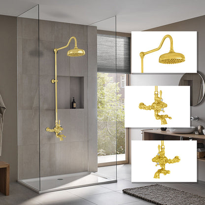 Exposed Thermostatic Shower System Wall Mounted with 1.75 GPM Spout Lever/Cross Handles