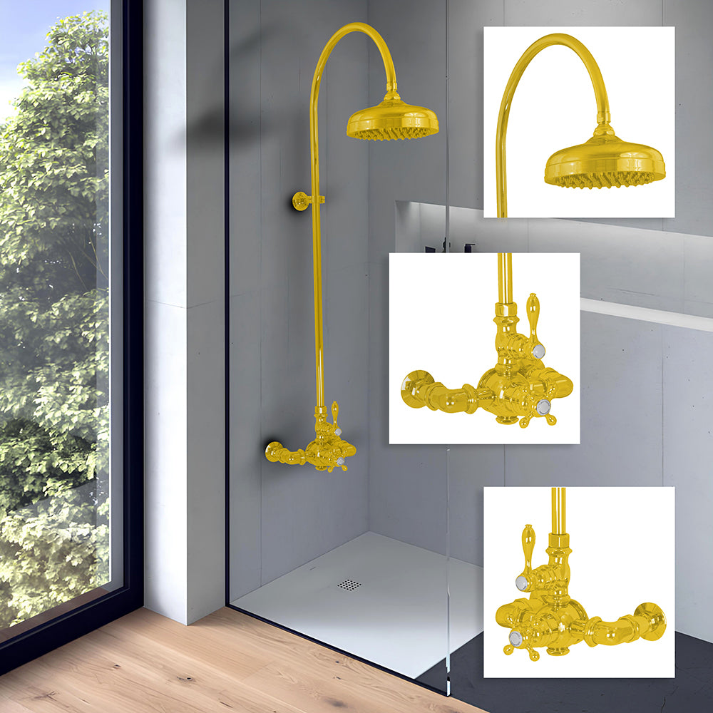 P1087 Exposed Thermostatic Shower System Wall Mounted with 1.75 GPM Lever/Cross Handles