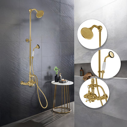 Exposed Thermostatic Shower System Wall Mounted with 1.75GPM Handshower and Lever/Cross Handles