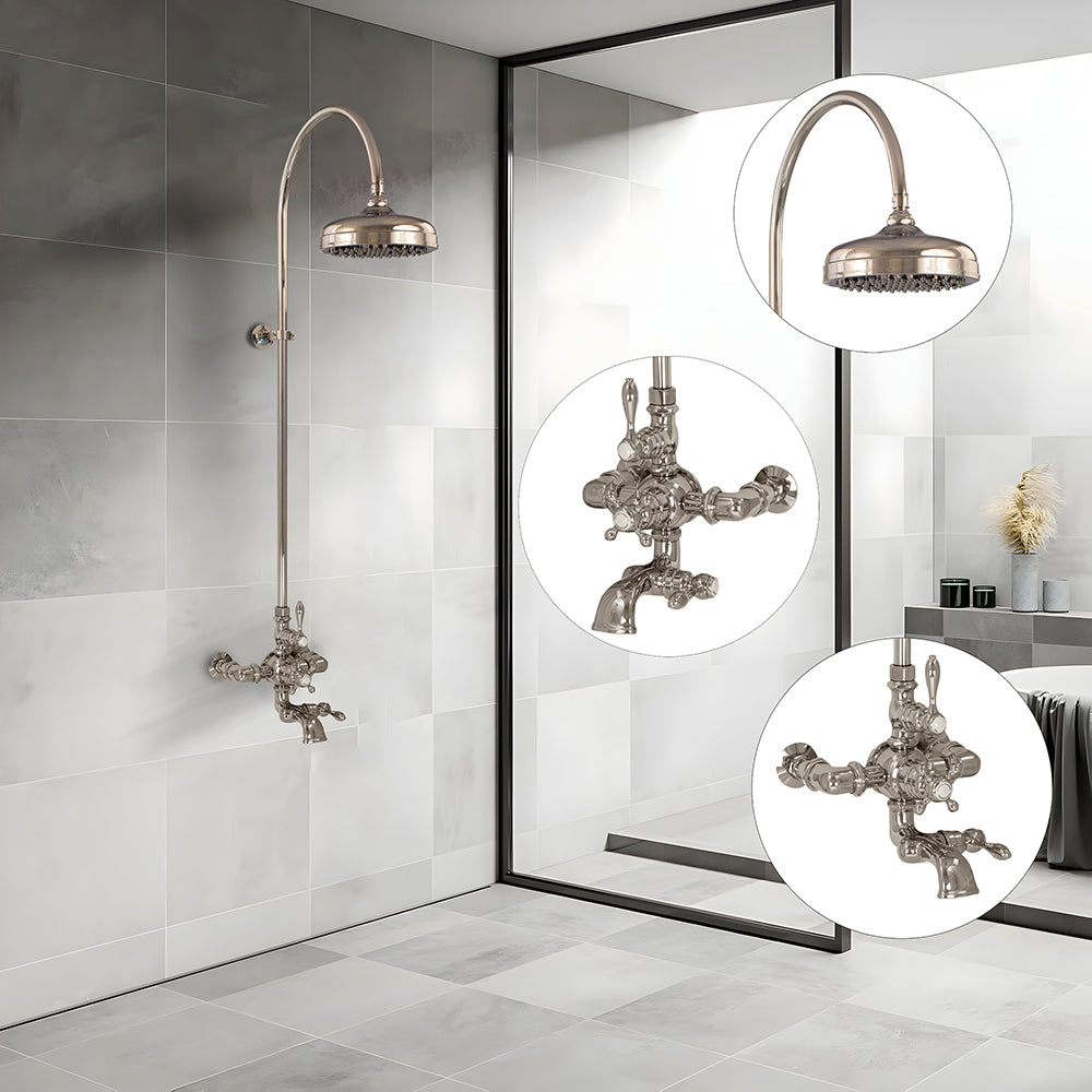 Exposed Thermostatic Shower System Wall Mounted with 1.75 GPM Lever/Cross Handles
