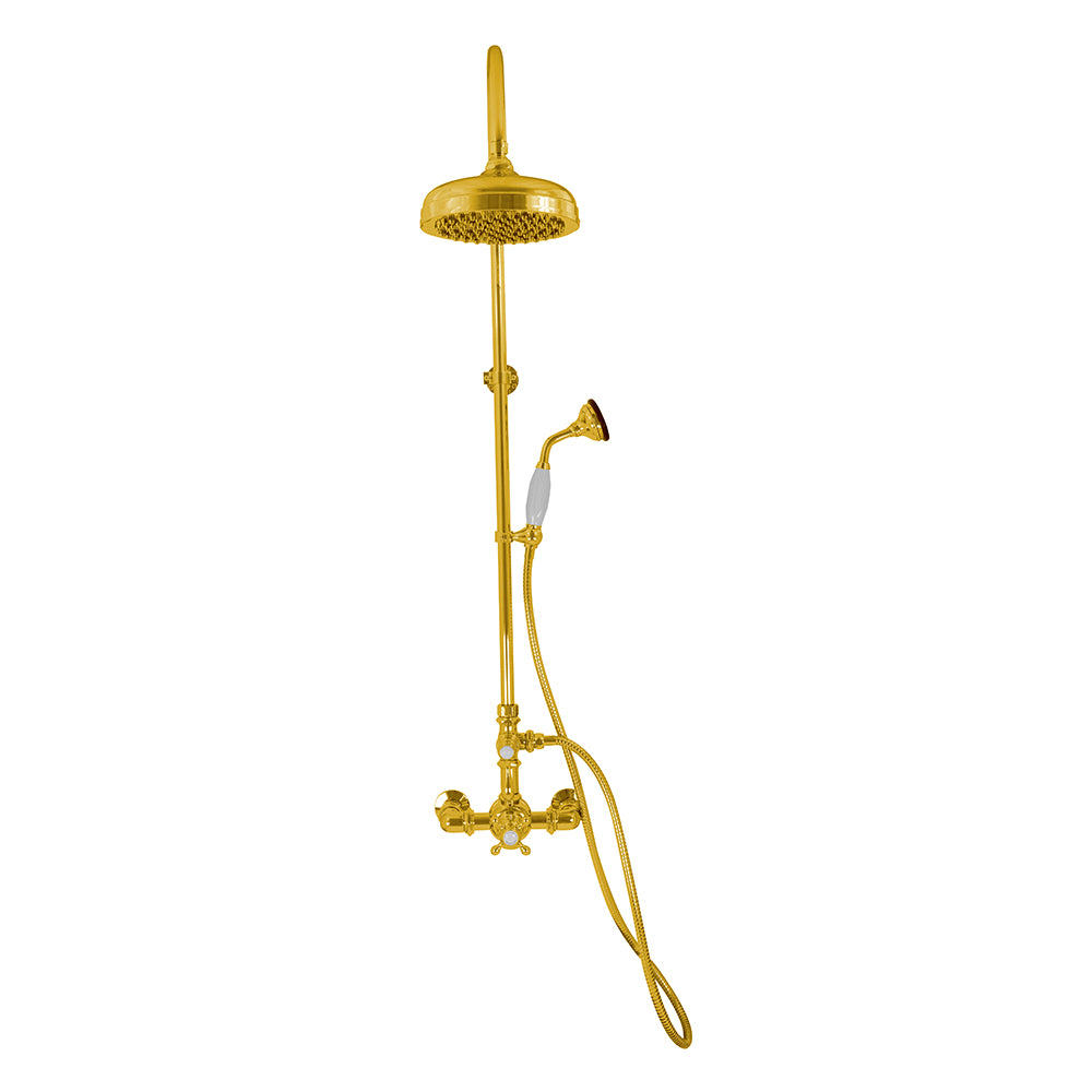Exposed Thermostatic Shower System Wall Mounted with 1.75GPM Handshower and Lever/Cross Handles
