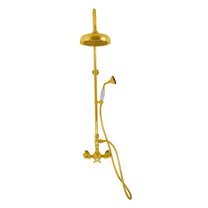 Exposed Thermostatic Shower System Wall Mounted with 1.75GPM Handshower and Lever/Cross Handles