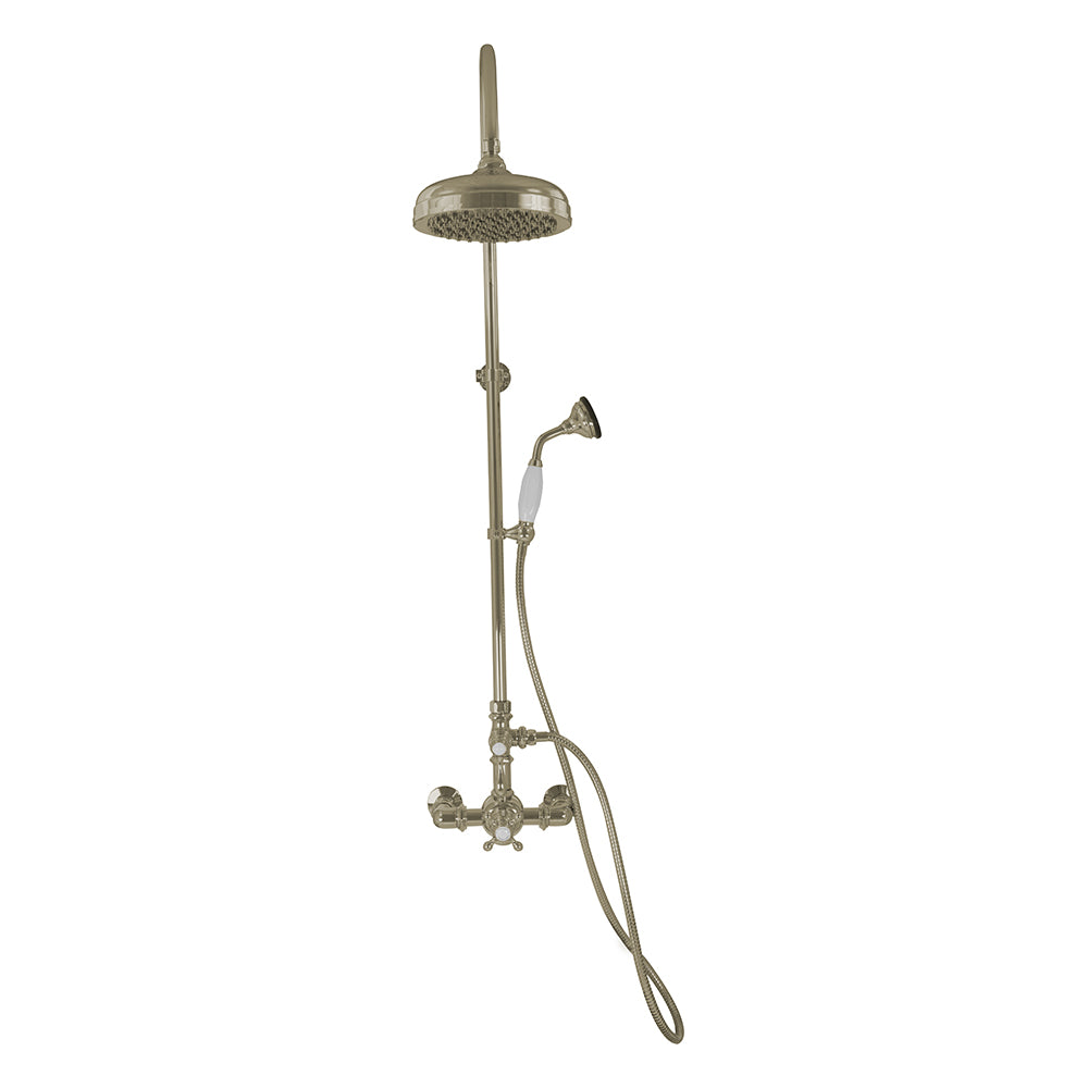 Exposed Thermostatic Shower System Wall Mounted with 1.75GPM Handshower and Lever/Cross Handles