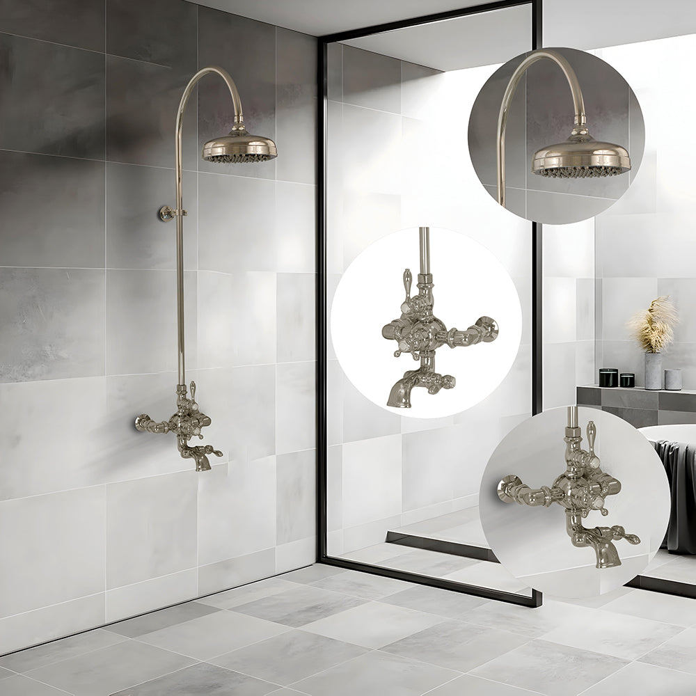 Exposed Thermostatic Shower System Wall Mounted with 1.75 GPM Lever/Cross Handles