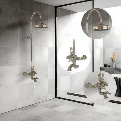 Exposed Thermostatic Shower System Wall Mounted with 1.75 GPM Lever/Cross Handles