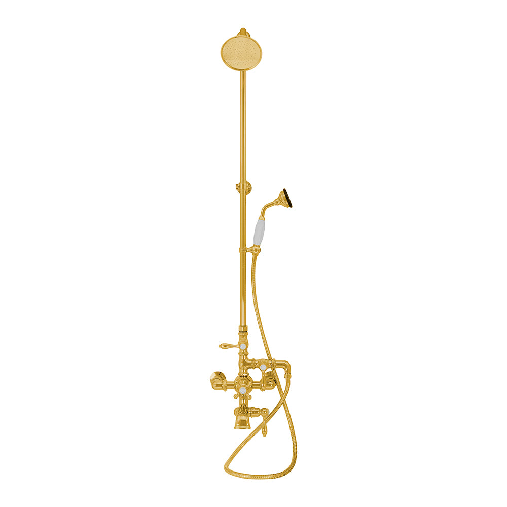 Exposed Thermostatic Shower System 64 1/2" Wall Mounted with 1.75 GPM Handshower and Lever/Cross Handles