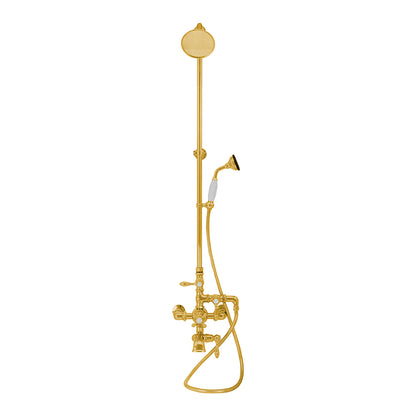 Exposed Thermostatic Shower System 64 1/2" Wall Mounted with 1.75 GPM Handshower and Lever/Cross Handles
