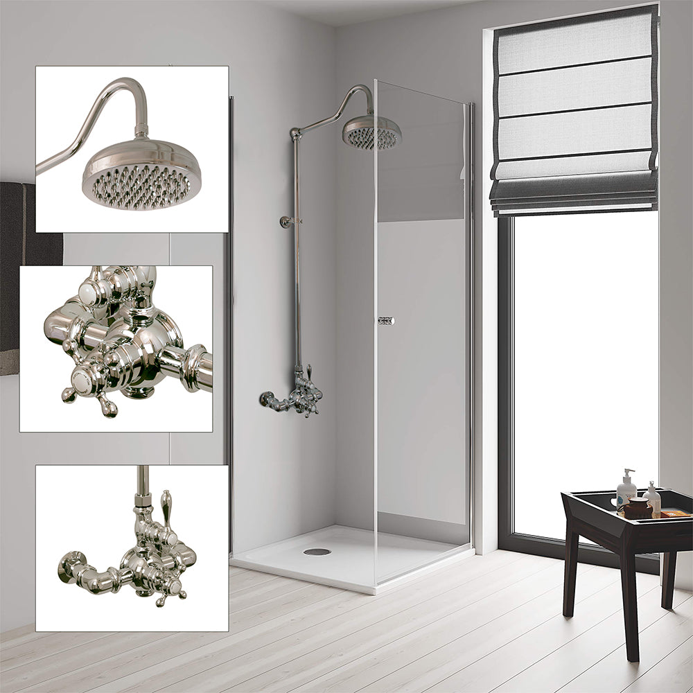 Exposed Thermostatic Shower System Wall Mounted with 1.75 GPM and Lever/Cross Handles