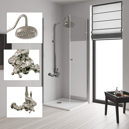 Exposed Thermostatic Shower System Wall Mounted with 1.75 GPM and Lever/Cross Handles