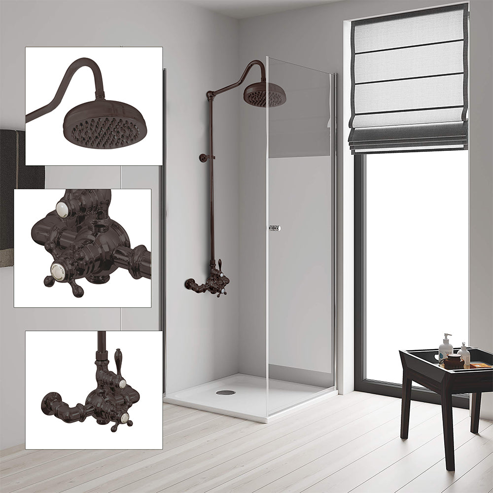 Exposed Thermostatic Shower System Wall Mounted with 1.75 GPM and Lever/Cross Handles