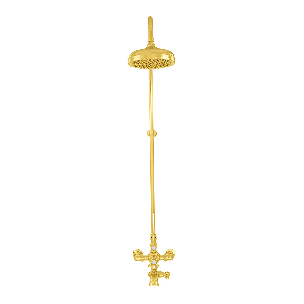 Exposed Thermostatic Shower System Wall Mounted with 1.75 GPM Spout Lever/Cross Handles
