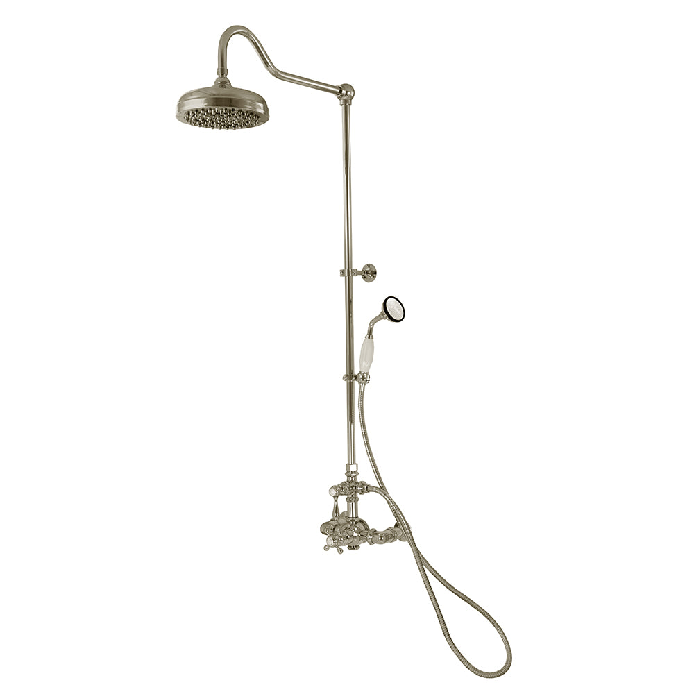 Strom Living Exposed Thermostatic Shower System Wall Mounted with 1.75 GPM Handshower and Lever/Cross Handles