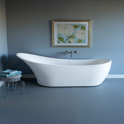 Strom Living Austin 67" Single Slipper Freestanding Acrylic Tub without Faucet Holes Includes Integrated Drain