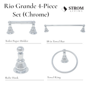 Rio Grande 4-Piece Bathroom Accessory Hardware Set P4BRIO18 | Strom Living - Bathroom Accessories