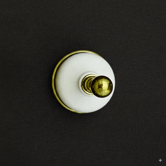Strom Living Porcelain Vintage Style Wall Mounted Robe Hook with Solid Brass and Mounting Hardware