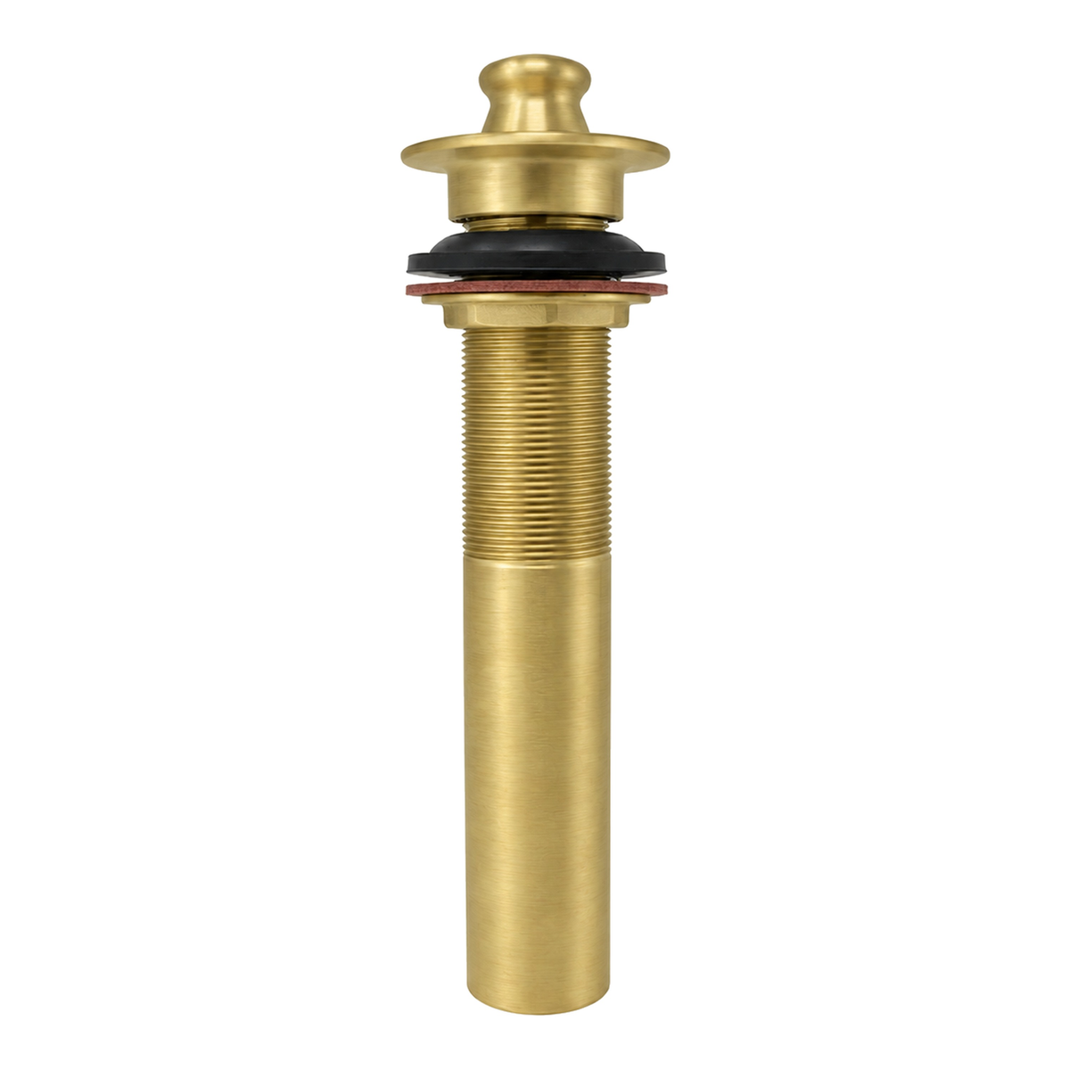 Lavatory Drain Assembly with Easy Lift Stopper and Overflow Holes P0001 in Satin Brass