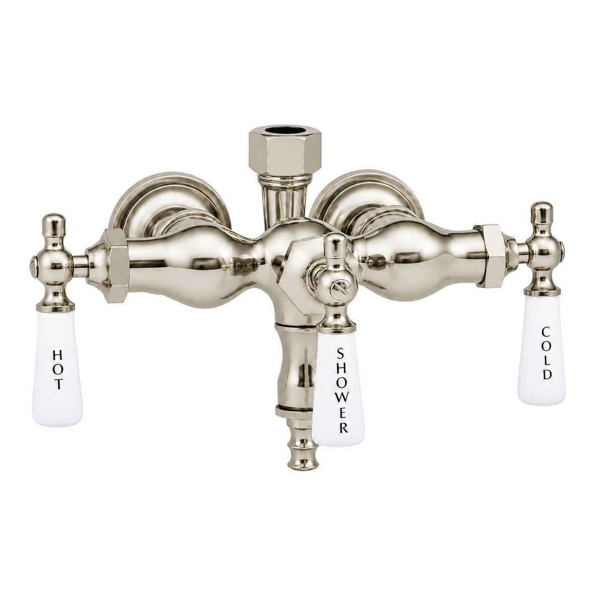 Tub Mount Diverter Faucet for Shower Riser P0006 in Polished Nickel