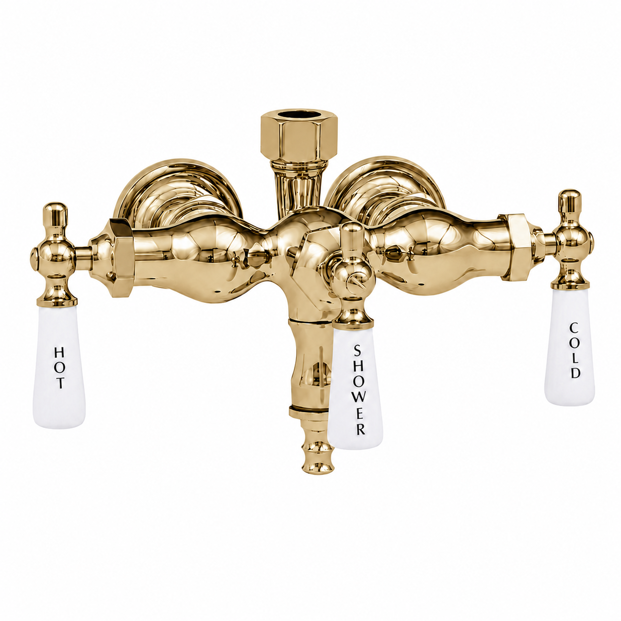Tub Mount Diverter Faucet for Shower Riser P0006 | Strom Living Polished Brass - Tub Fillers