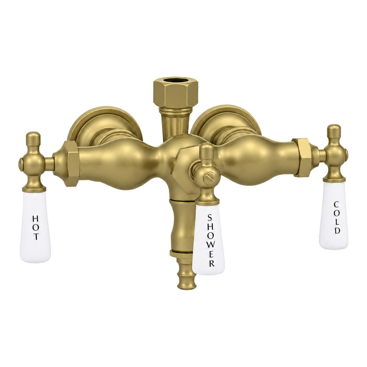 Tub Mount Diverter Faucet for Shower Riser P0006 in Raw Brass