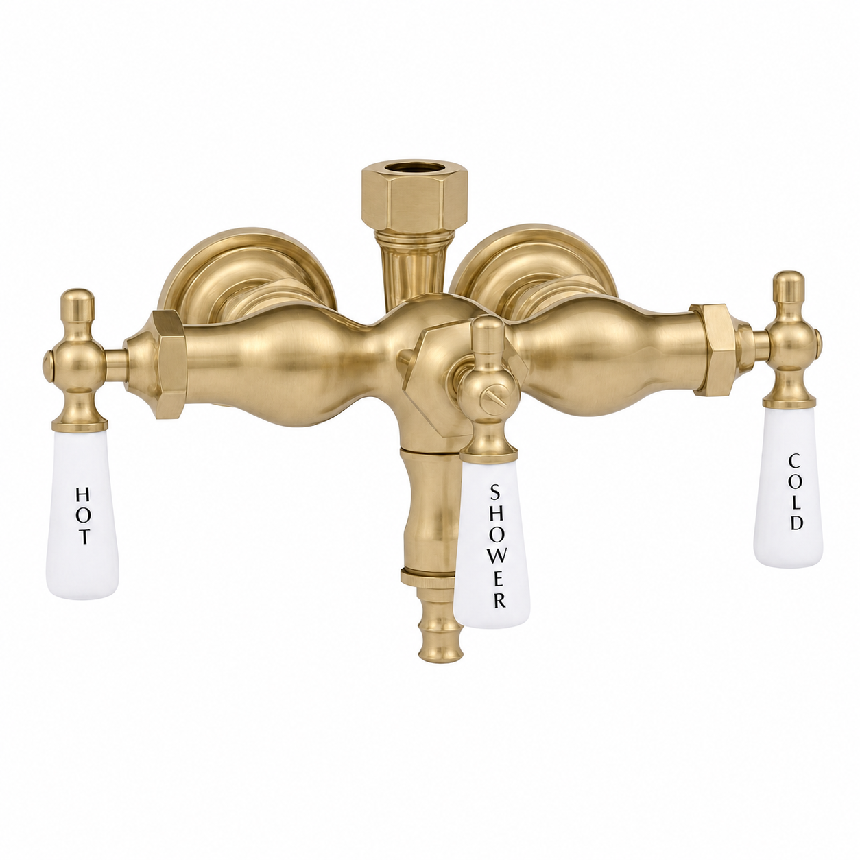 Tub Mount Diverter Faucet for Shower Riser P0006 | Strom Living Satin Brass - Tub Fillers