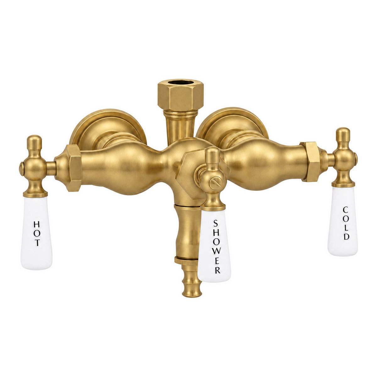 Tub Mount Diverter Faucet for Shower Riser P0006 in Satin Brass