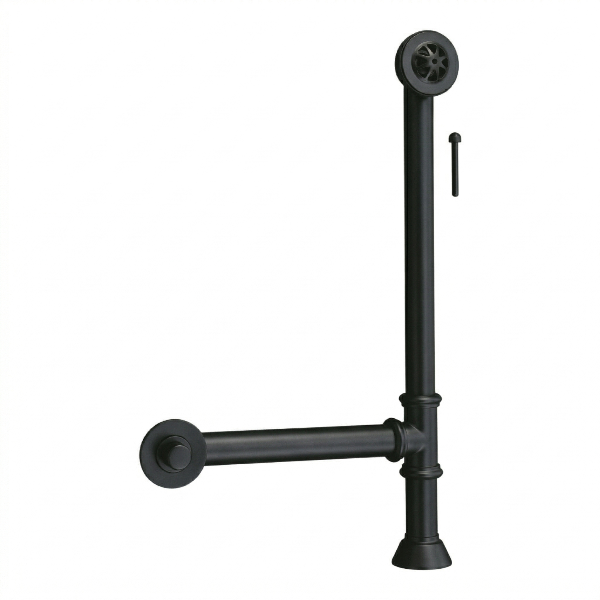 P0007 Chain & Stopper, Lift & Turn, or Toe Touch Waste & Overflow Tub Drain Satin Black Lift & Turn - Bathtub Components