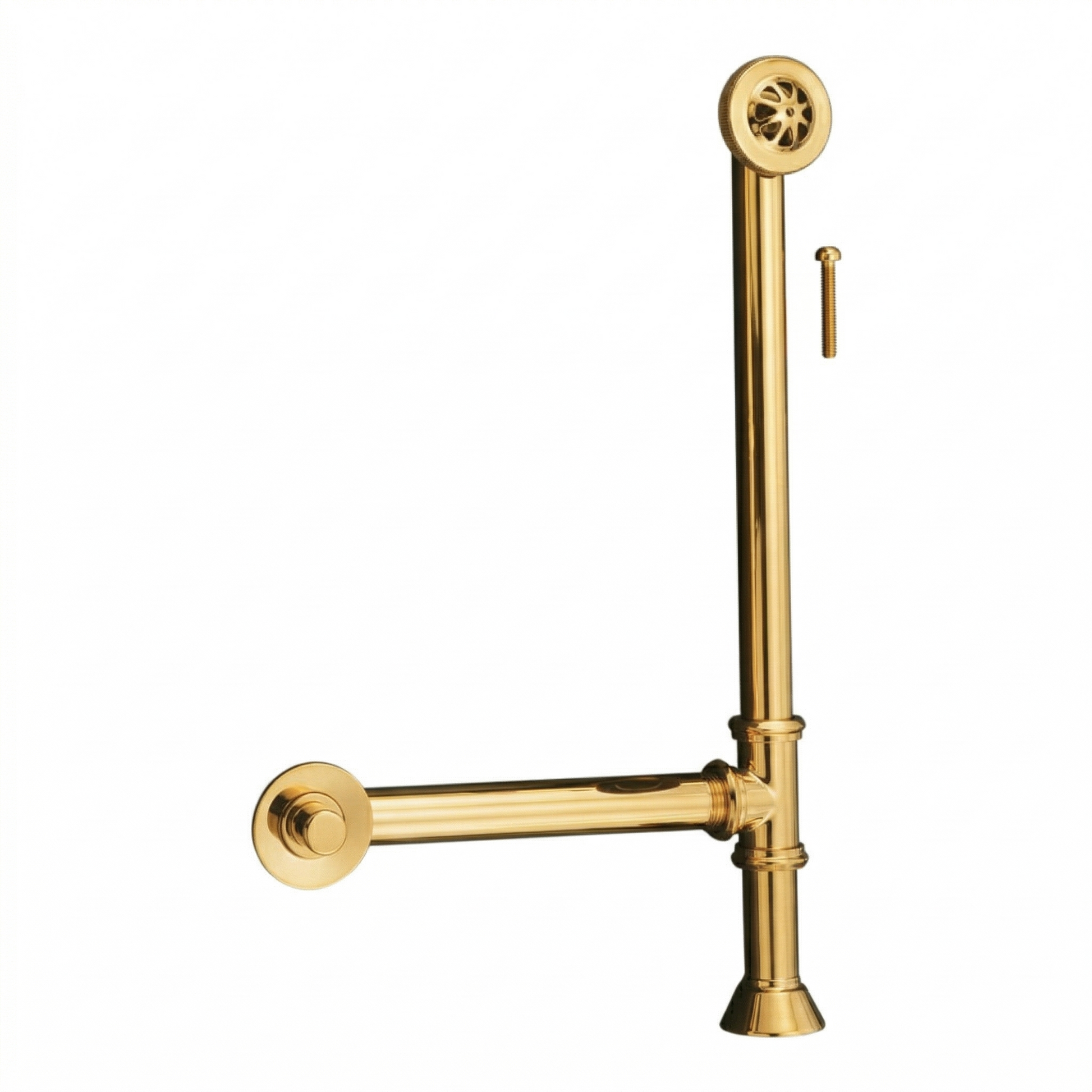 P0007 Chain & Stopper, Lift & Turn, or Toe Touch Waste & Overflow Tub Drain Polished Brass Lift & Turn - Bathtub Components