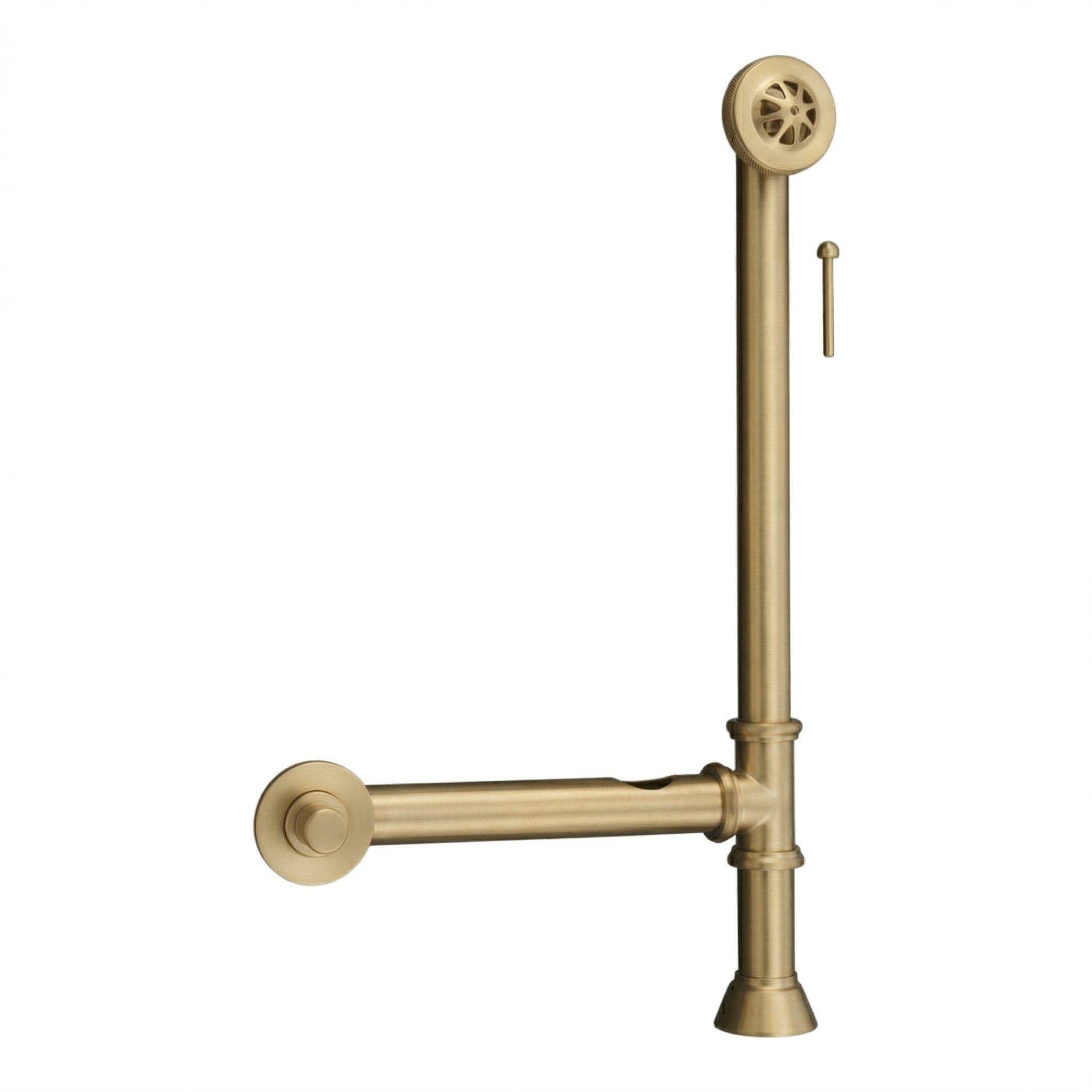 P0007 Chain & Stopper, Lift & Turn, or Toe Touch Waste & Overflow Tub Drain Raw Brass Lift & Turn - Bathtub Components