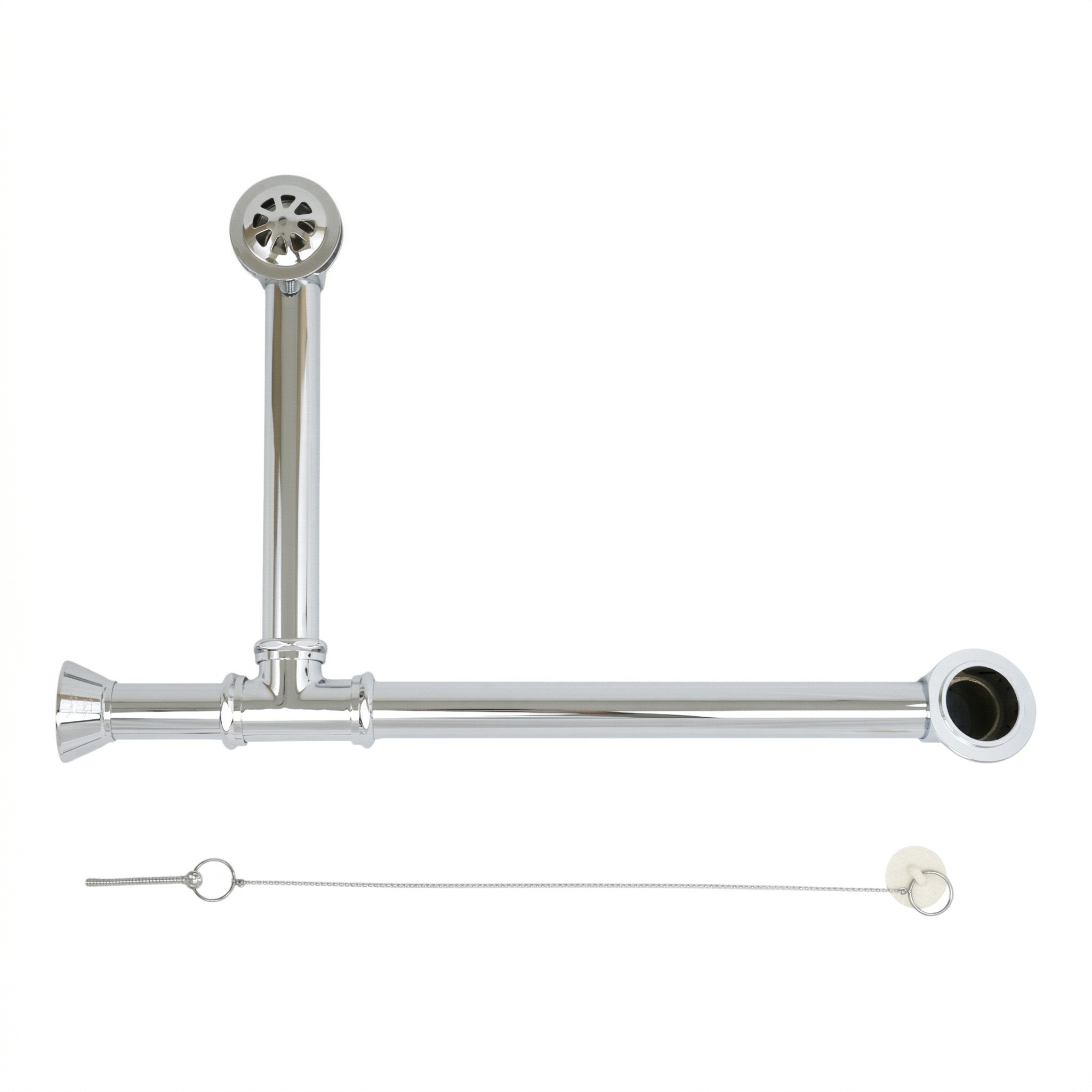 P0007 Chain & Stopper, Lift & Turn, or Toe Touch Waste & Overflow Tub Drain Chrome Chain & Stopper - Bathtub Components