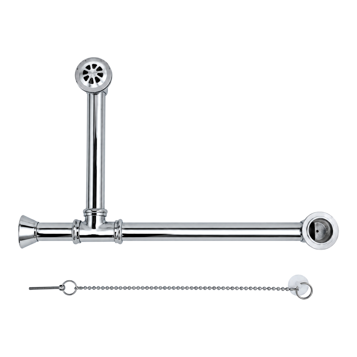 P0007 Chain & Stopper, Lift & Turn, or Toe Touch Waste & Overflow Tub Drain in Chrome