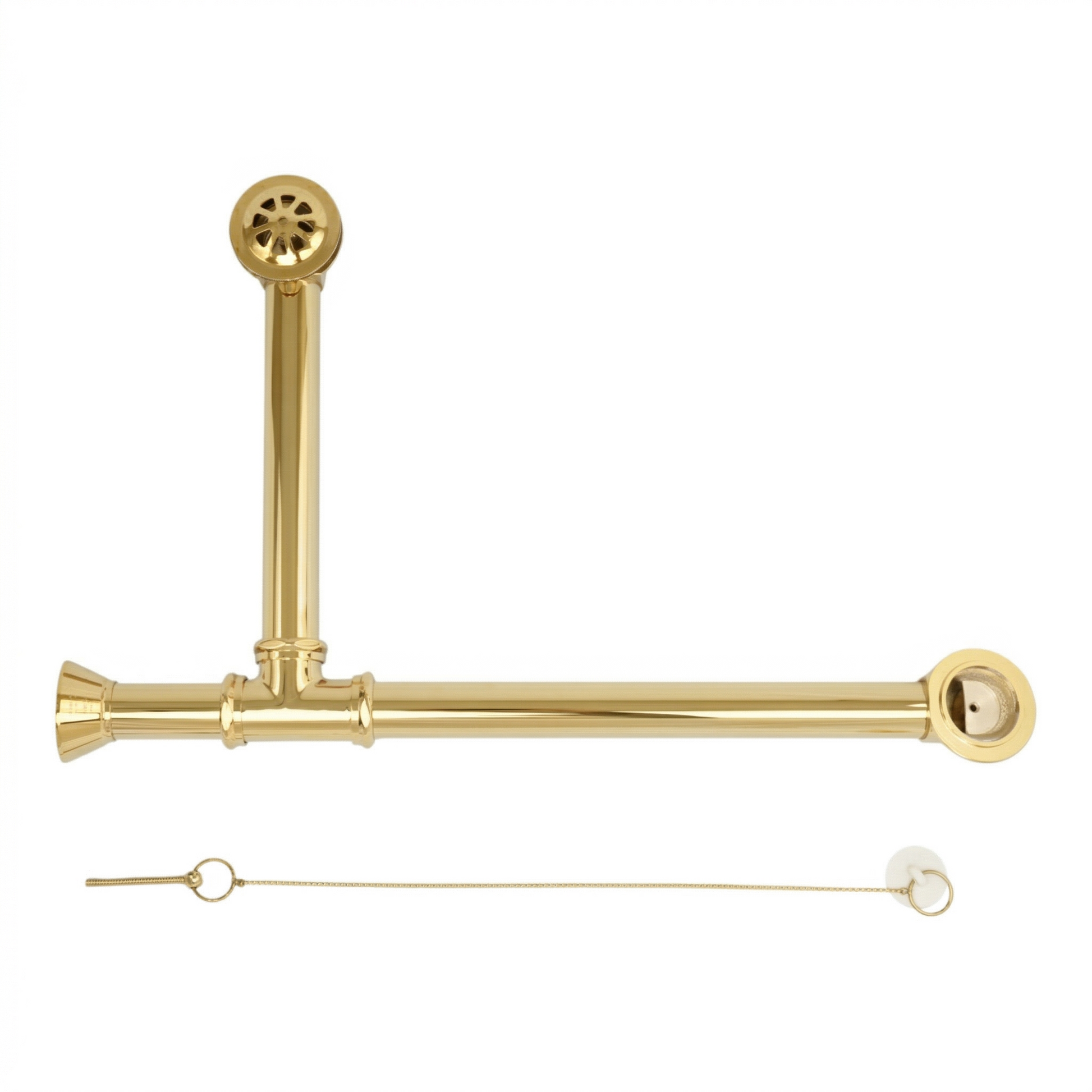 P0007 Chain & Stopper, Lift & Turn, or Toe Touch Waste & Overflow Tub Drain Supercoat Brass Chain & Stopper - Bathtub Components