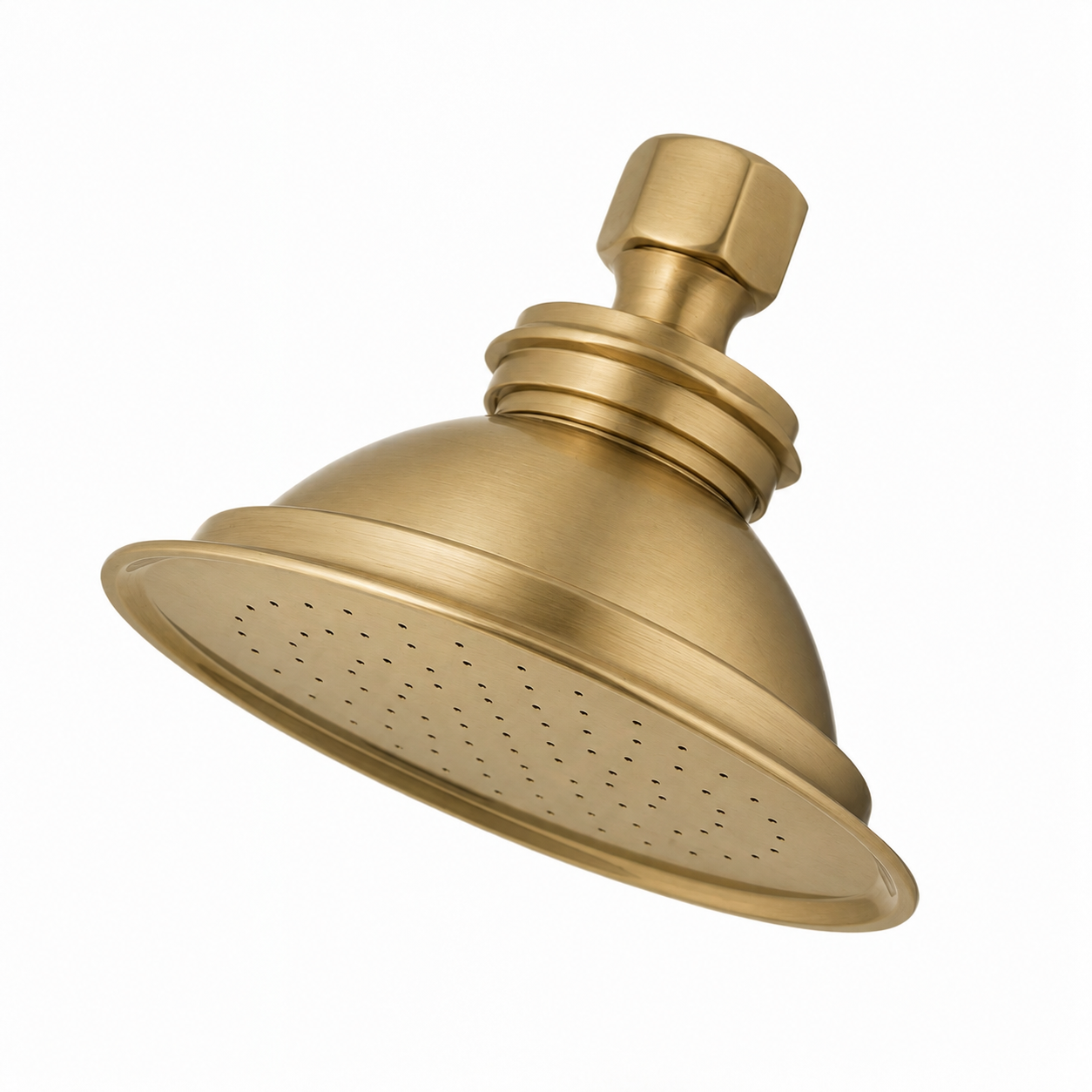 Strom Living Shower Head 4" Diameter with 1.75 GPM and Solid Brass Satin Brass - Shower Components
