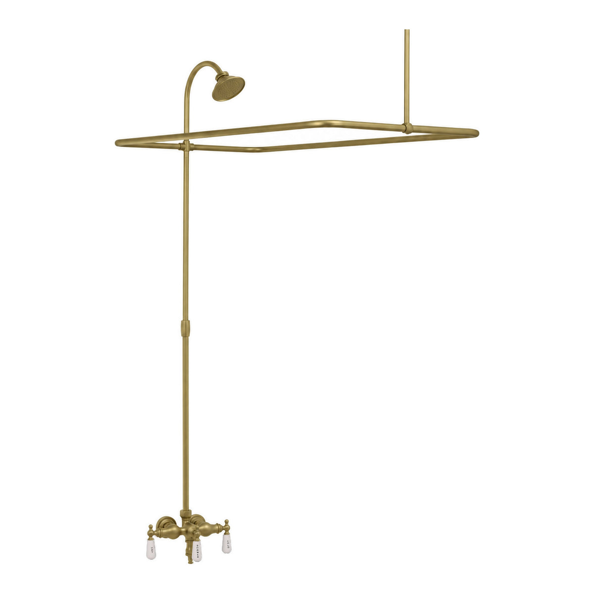 Clawfoot Tub Enclosure Shower System P0034 in Raw Brass