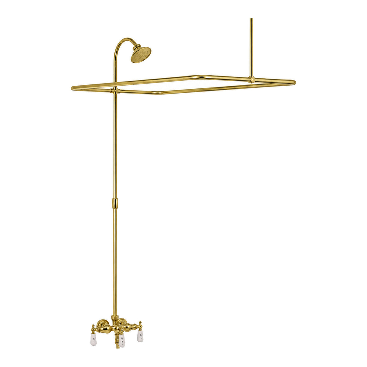 Clawfoot Tub Enclosure Shower System P0034 in Supercoat Brass / Polished Brass
