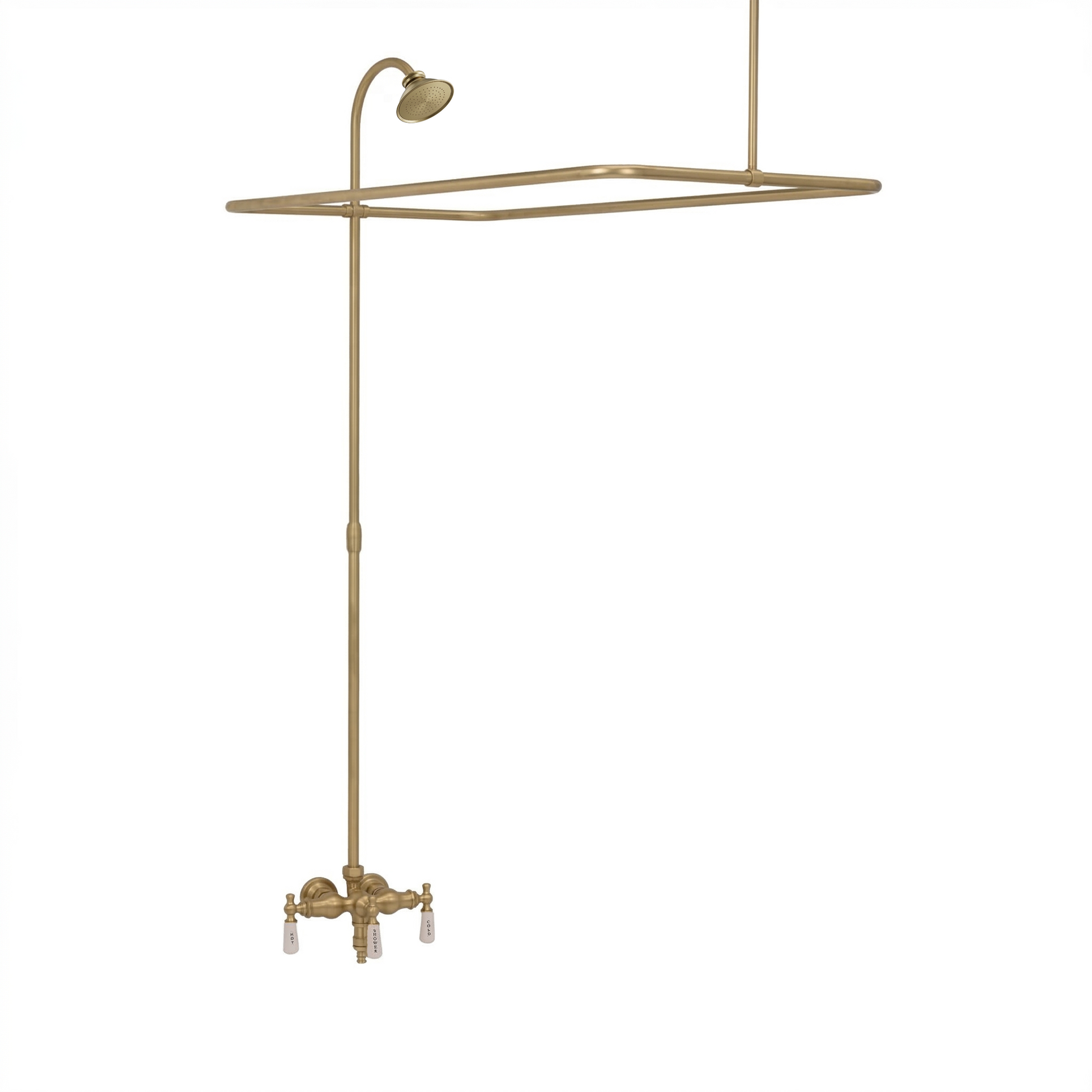 Clawfoot Tub Enclosure Shower System P0034 | Strom Living Raw Brass 4" OD) Enclosure - Showers