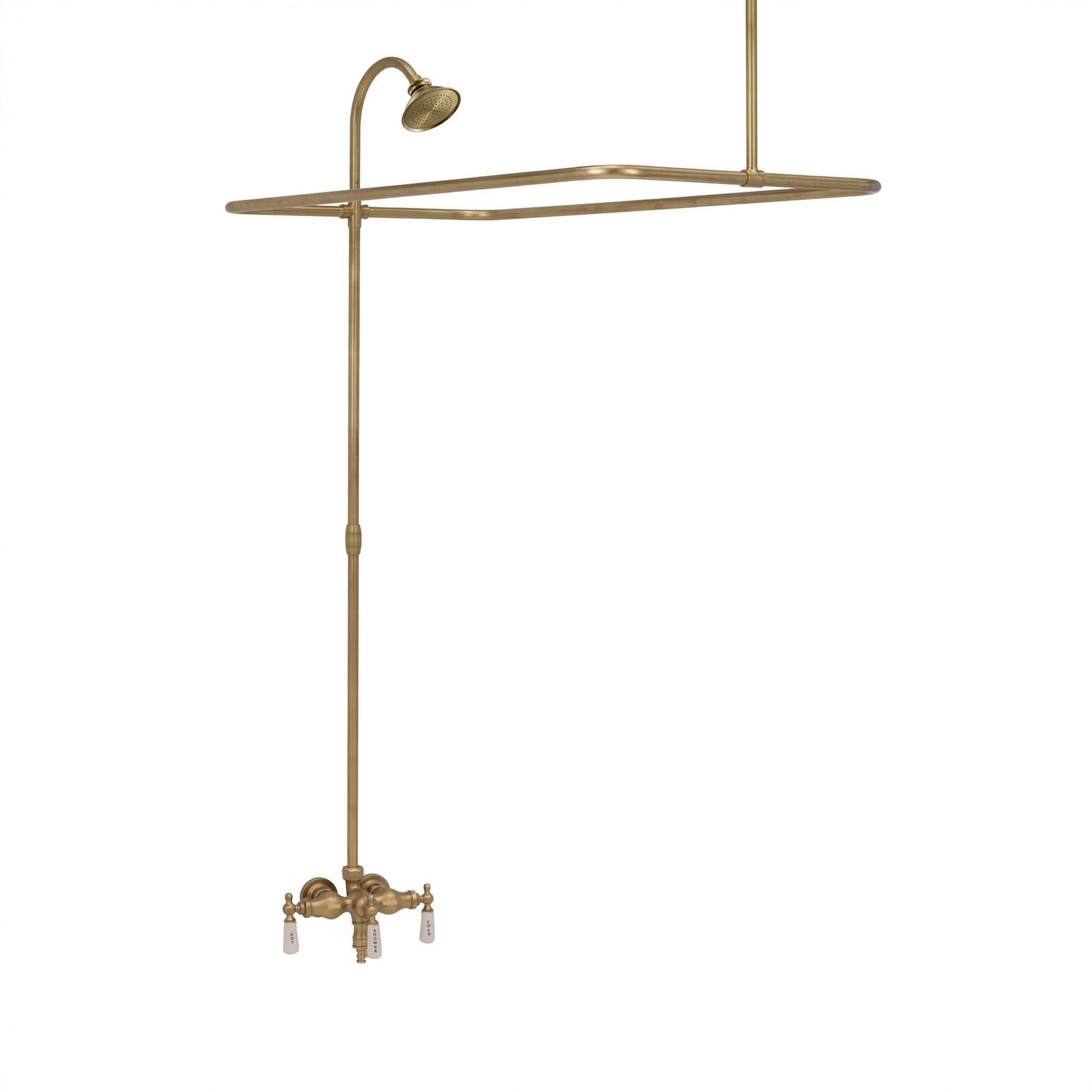 Clawfoot Tub Enclosure Shower System P0034 | Strom Living Satin Brass 4" OD) Enclosure - Showers
