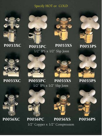 Angle Stop Valve with 1/2" Slip Joint x 1/2" IPS P0053 | Strom Living
